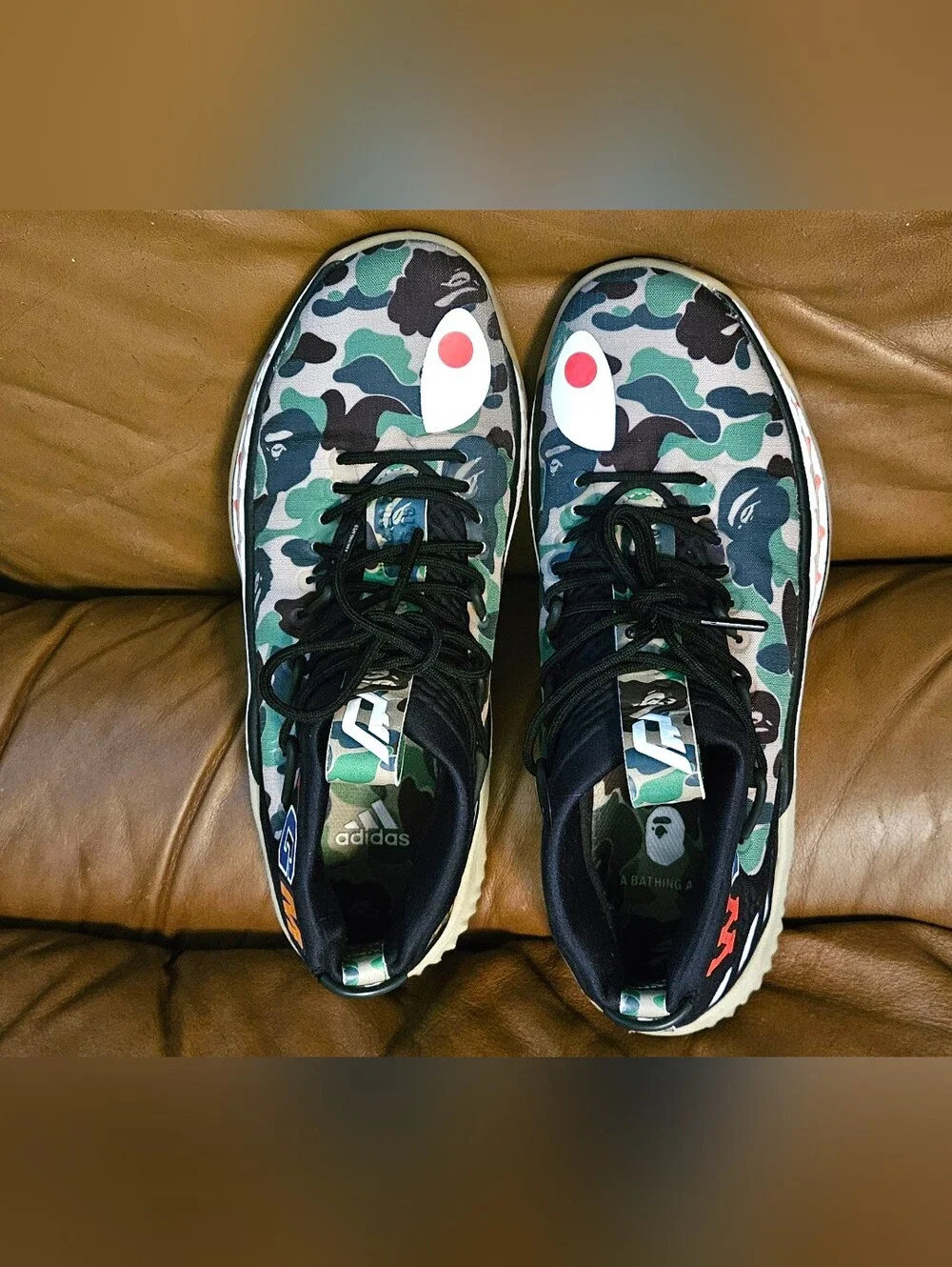 Men's Adidas Bathing Ape Dame 4 Camo WGM Sneakers Size 7